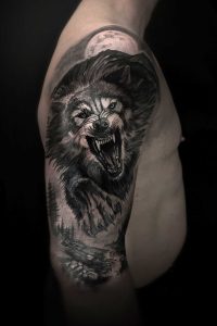 Sydney tattoo of wolf